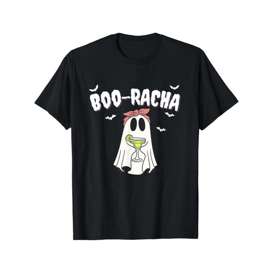 Boo-racha Halloween Ghost Margarita designs Borracha T-shirt Black casual short sleeved men's sports T-shirt Made in USA