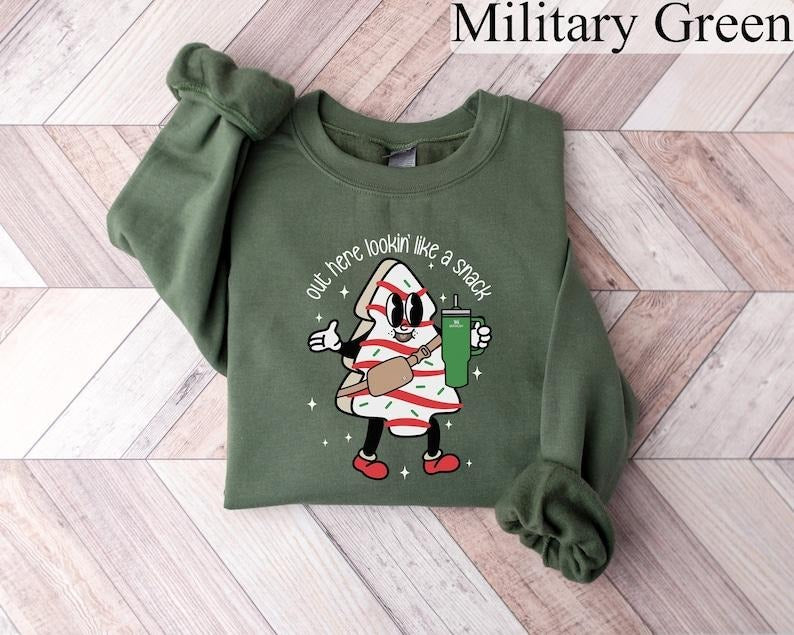Boojee Out Here Lookin Like A Snack Shirt, Christmas Tree Cake Shirt, Christmas Crewneck, Holiday Sweater, Funny Christmas Shirt, Xmas Tee Menswear