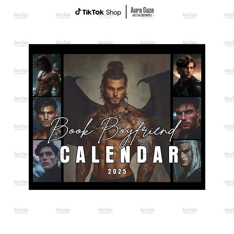 Book Boyfriend Dark Romance For Book Lovers ACOTAR 2025 Wall Calendar, Fourth Wings Monthly Planner, Iron Flame Gift For Her, Book Worms Merchandise
