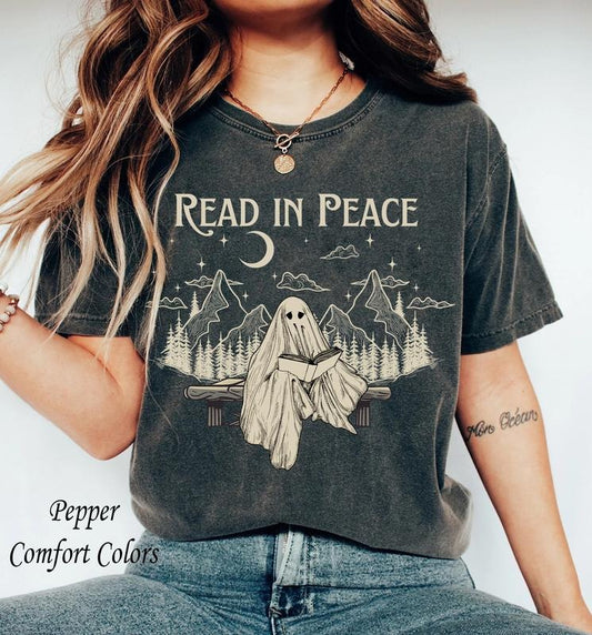 Book Lover Halloween Shirt, Funny Ghost Book Nerd, Teacher Halloween Gift, Librarian , Ghost Book Lover, Funny Halloween Spooky Season T-Shirt