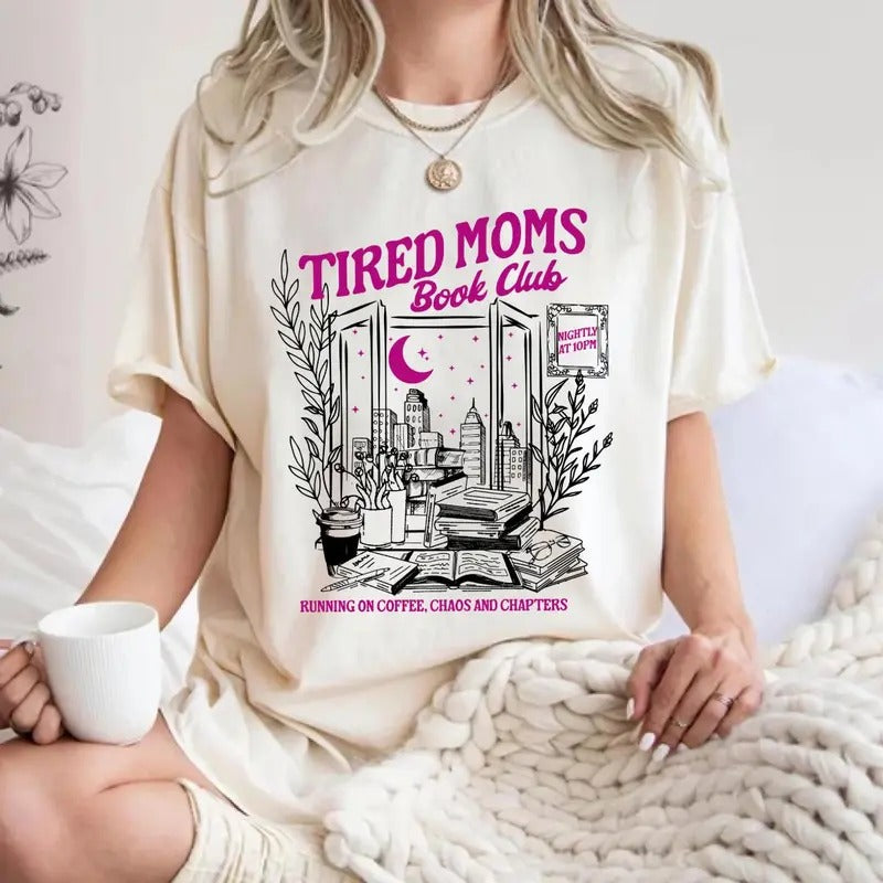 Book Mom Shirt, Tired Mom Book Club, Book Lover Tee, Booktrovert Gift graphic women Hoodie, Sweatshirt | DripVista.com