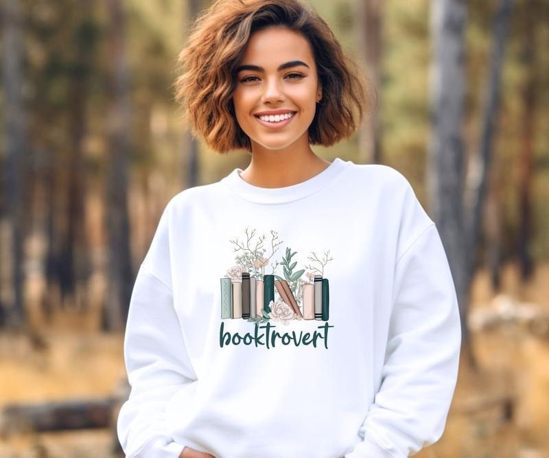 Book-trovert Book Lovers Crewneck Sweatshirt T-Shirts, Hoodie | DripVista.com