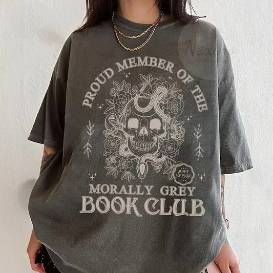 Bookish Merch Morally Grey Book Club Shirt- Book Lover Gift, Funny Reading Shirt, Smut Reader Spicy Books Tee Dark Romance, Booktok T-Shirt