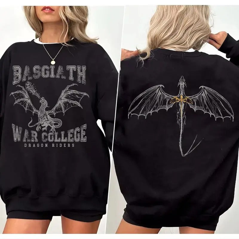 Bookish War Double Sided Shirt, Basgiath War College Book Sweatshirt, Dragon Rider Tshirt, Book Lover Bookworm Bookish Pullover Tee