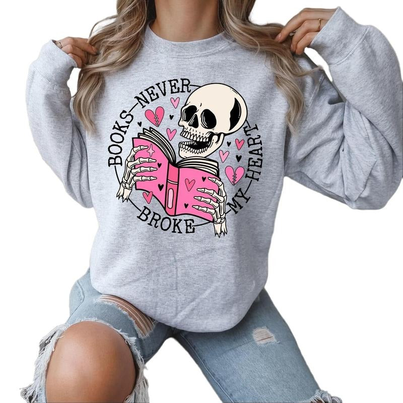 Books Never Broke my Heart Crewneck Sweatshirt T-Shirts, Hoodie | DripVista.com
