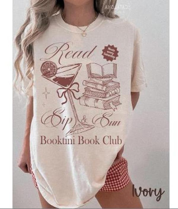 Booktini book club shirt, Book Girl Summer Shirt, Beach Book Lover, Summer Bookish, Funny Reader Oversized Beach Shirt, Reading Teacher gift