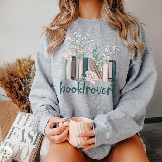 Booktrovert Sweatshirt, Book Lover Gift, Teacher Sweatshirt, Bookish Sweatshirt Gift For Her, Birthday Gift