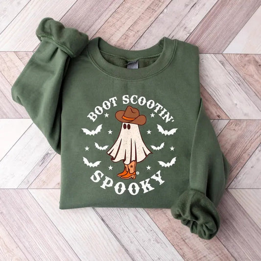Boot Scootin Spooky Sweatshirt, Cute Spooky Halloween Shirt, Cowboy Ghost Shirt, Western Halloween Shirt, Halloween Gift Shirt