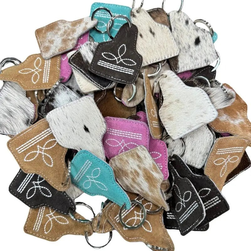 Boot Stitch Cowhide Keychain