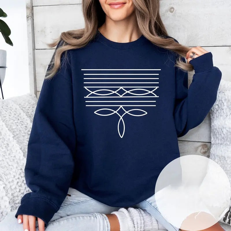 Boot Stitch Design Sweatshirt Country Western Pullover Music Festival Shirt Cowgirl Birthday Gift Cowboy Boot Country Rodeo, western outfits, western outfit women