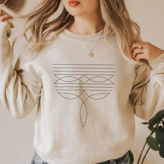 Boot Stitch Sweatshirt Western Graphic Cowgirl Sweatshirt, western sweatshirts, western outfits women, western tops