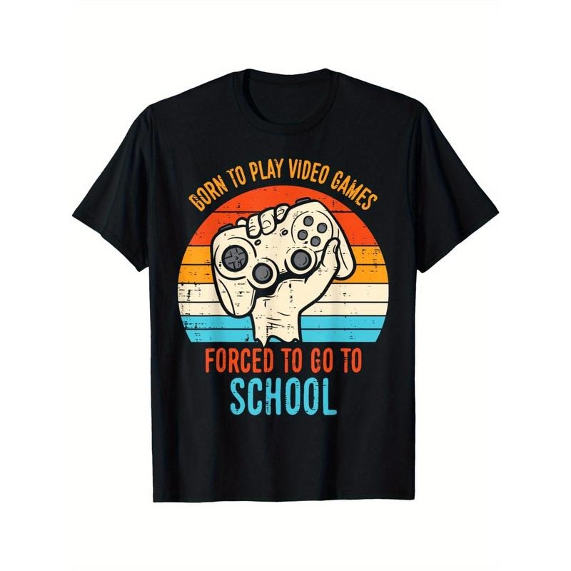 Born Play Video Games Forced School Funny Gamer T-Shirt made in usa Hoodie, Sweatshirt | DripVista.com