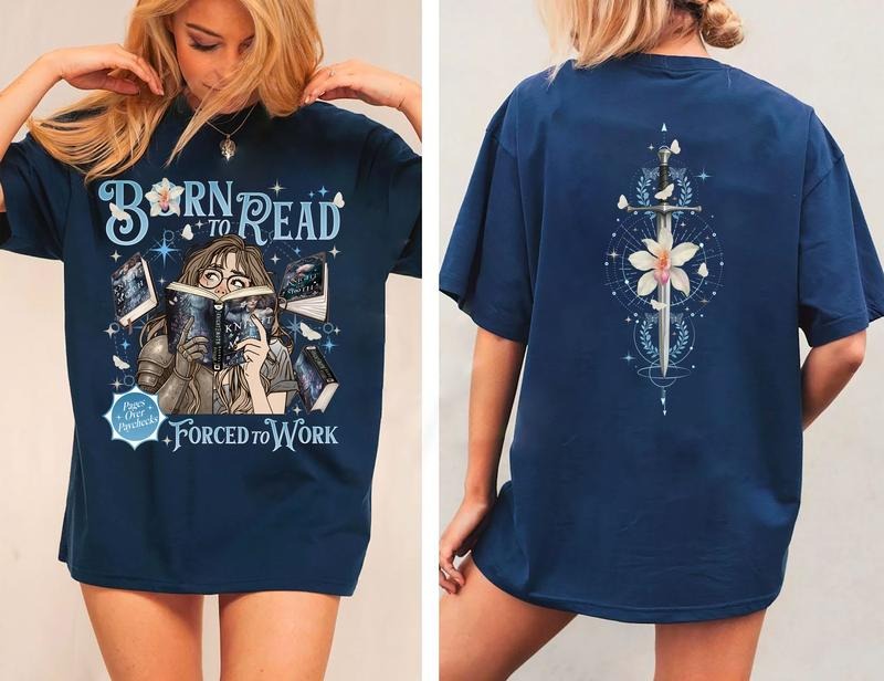 Born To Read Force To Work Knight and the Moth Shirt, Gothic Fantasy Sweatshirt, Fantasy Reader Shirt, Fantasy Romance...