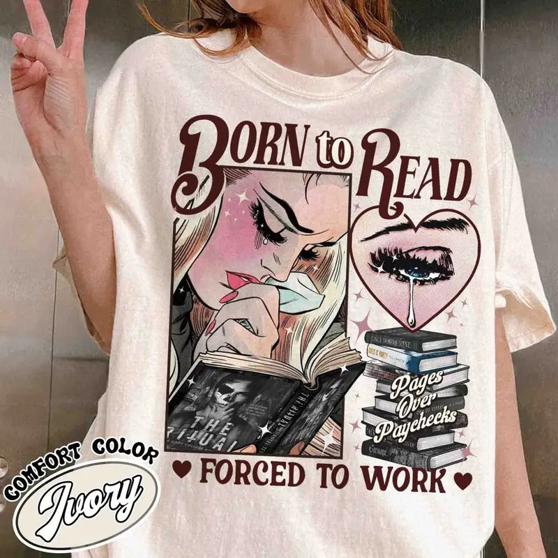 Born To Read Forced To Work Shirt, Dark Romance Social Club, Bookish Shirt Dark Romance Smut Gift, Womenswear Comfort Cotton