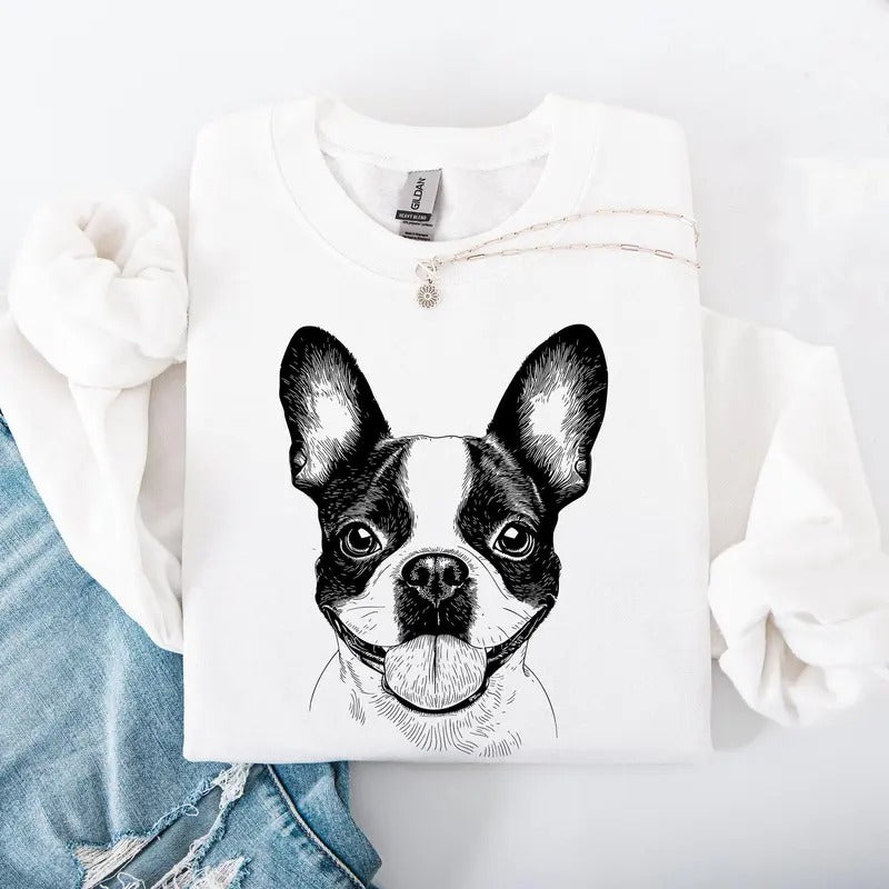 Boston Terrier, Pet, Dog Breed Sweatshirt, Crew Neck, Women's, Crewneck T-Shirts, Hoodie | DripVista.com