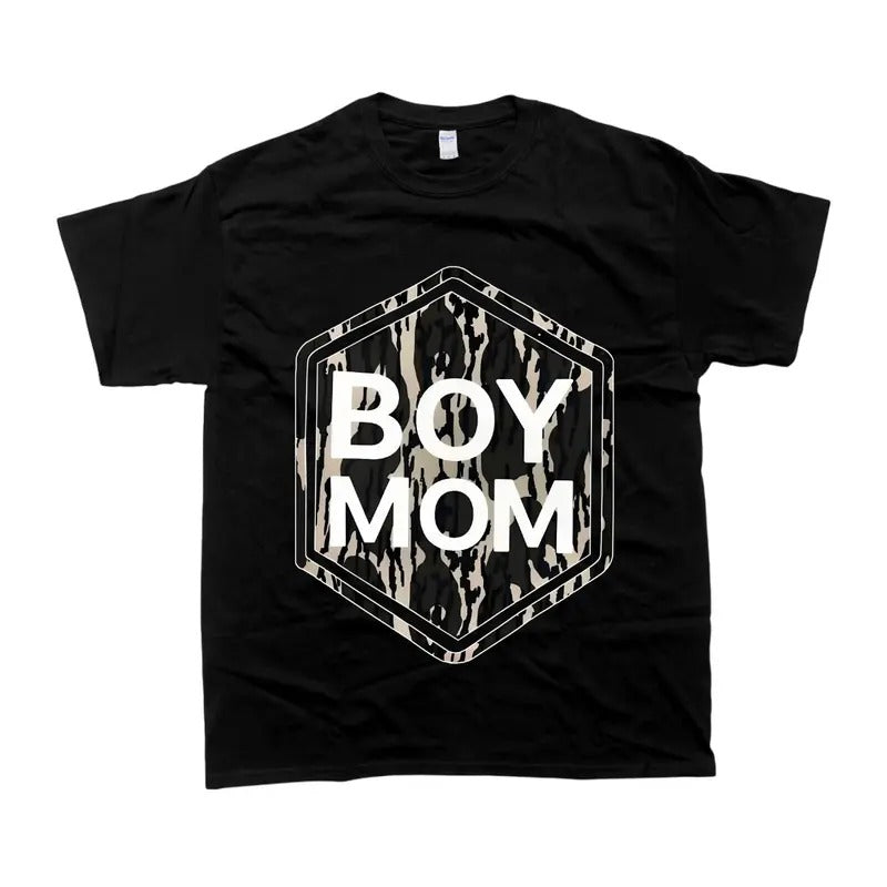 Bottomland Boy Mom Camoflauge Pattern Unisex Tshirt Top Hoodie, Sweatshirt | DripVista.com