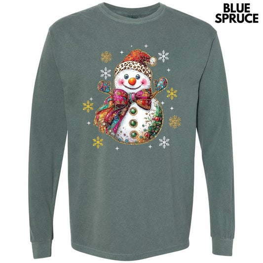 Boujee Snowman Long Sleeve Comfort Colors T-Shirt 'NLB'