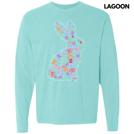 Bow Filled Bunny Long Sleeve Comfort Colors T-Shirt 'NLB'