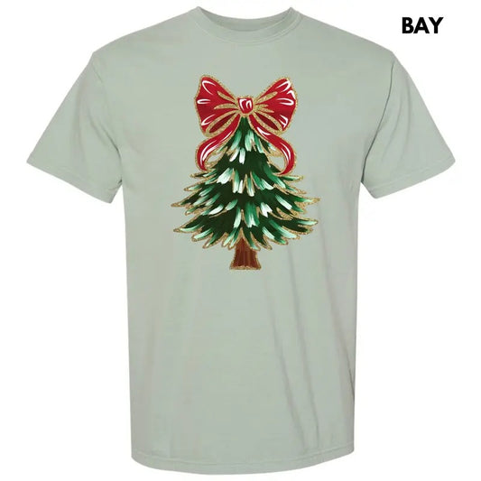 Bow Topped Christmas Tree Comfort Colors T-Shirt 'NLB'