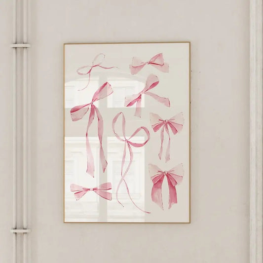 Bows Wall Art, Pink Art Print, Trendy Aesthetic Poster, Preppy Dorm Funky Print, Poster Prints No Frame, Gifts For Her Art Prints, Dorm Room Decor, Large Wall Art, Gifts For Birthday Christmas Xmas Landscape Ornaments