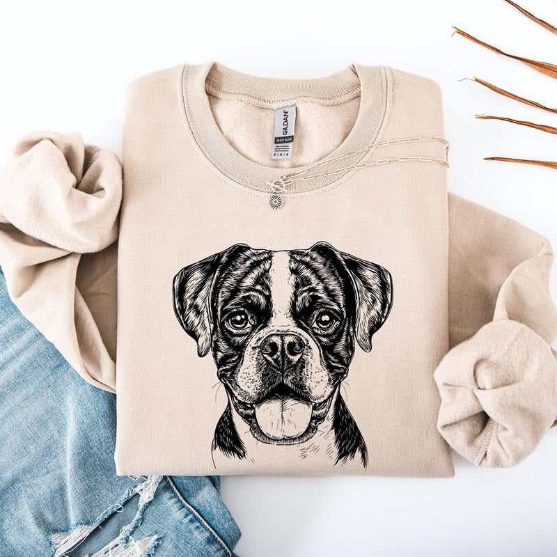 Boxer, Dog Lover Apparel, Pet, Dog Breed, Cute Sweatshirt, Crew Neck, Women's, Crewneck T-Shirts, Hoodie | DripVista.com