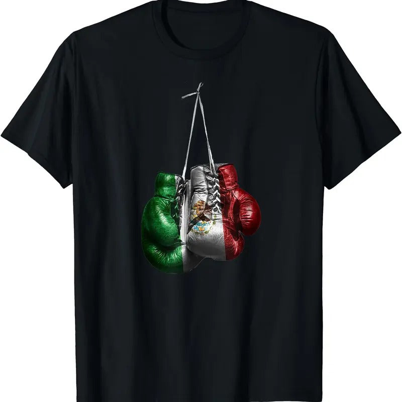 Boxing Gloves Shirt - Mexico Vintage flag T-Shirt | Unisex Cotton Tee, Short Sleeve, Size S-5XL Hoodie, Sweatshirt