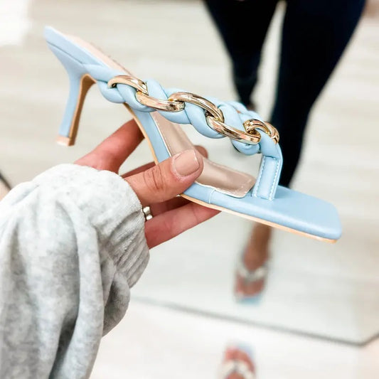 Braided Chain Blue Heel
