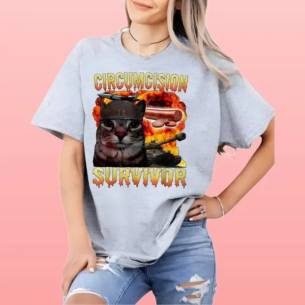 Brainrot Humor Funny Cat T-shirt Retro Design Customizable Bold Style Retro Graphic Hoodie, Sweatshirt | DripVista.com