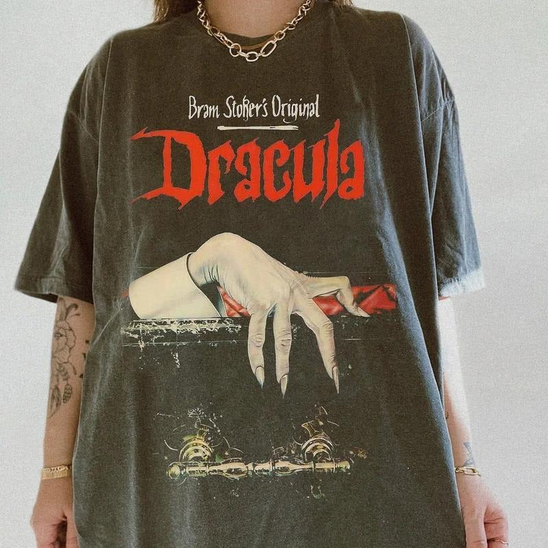 Bram Stoker's Original Dracula Tshirt, Cotton Unisex T-Shirt, Crew Neck, Menswear Top, Womenswear Top Underwear Streetwear Lady Basic Casual