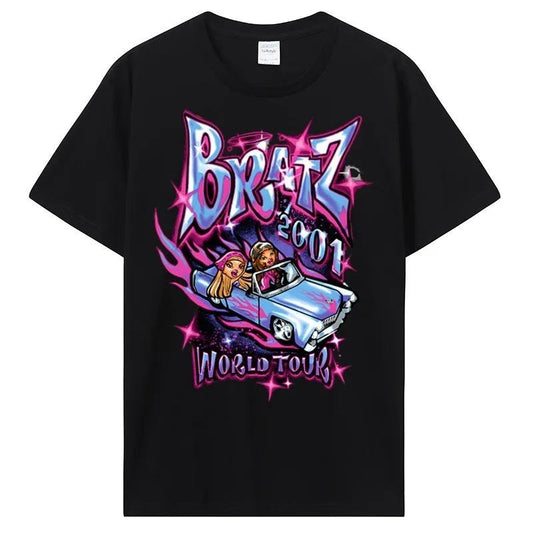 Bratz Y2k T Shirt, Women 2000 Cartoon Print, 2024 Summer Girls Fashion Short Sleeved Tees, Men's Cotton Casual Short Sleeve, Aesthetic Tee, Gift For Girlfriend, Cartoon T-Shirt