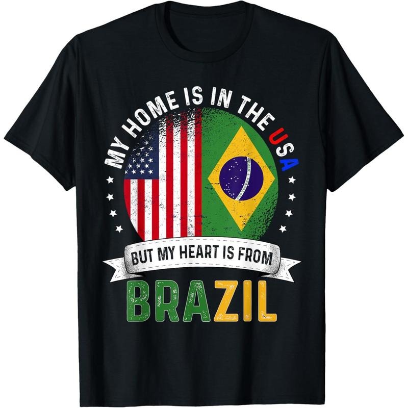 Brazilian American Patriot Heart is from Brazil Flag T-Shirt made in usa Hoodie, Sweatshirt | DripVista.com