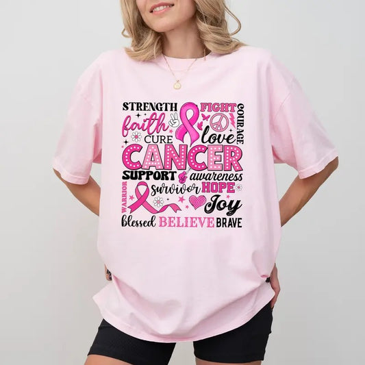 Breast Cancer Awareness Comfort Colors Shirt, Motivational Unhinged Tees, Breast Cancer Warrior Tee, In October We Wear Pink Oversized Graphic Tee
