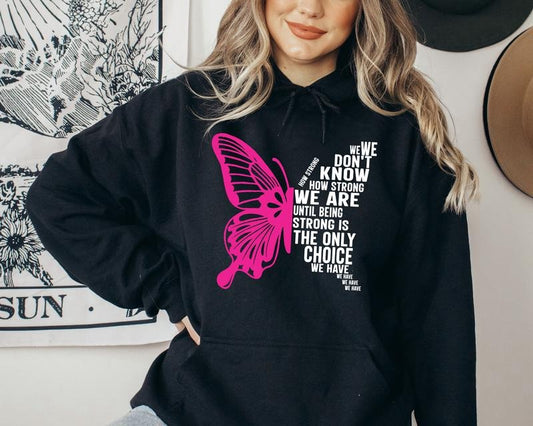 Breast Cancer Butterfly Sweatshirt, Pink Ribbon Team Hoodie, Matching Support Sweater, Survivor Hoodie, Fight Sweater For Cancer.