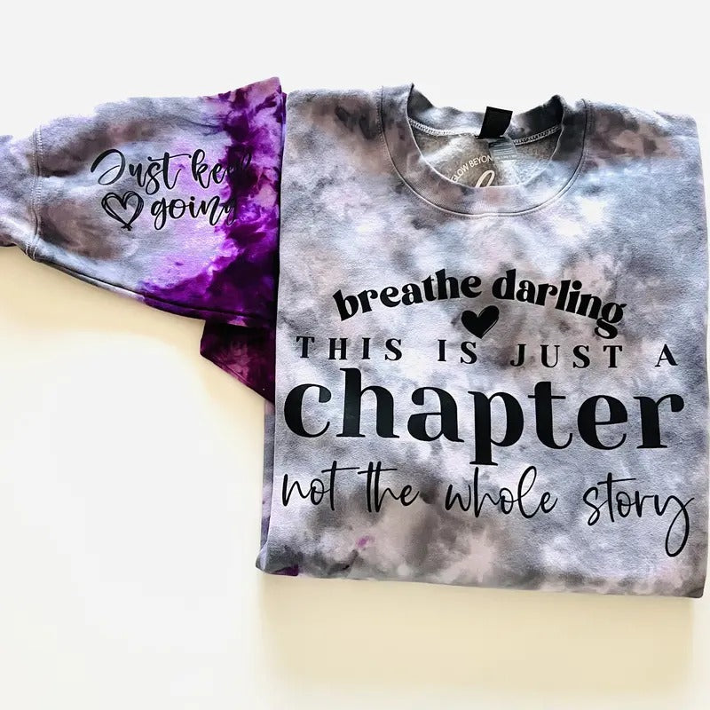 Breathe Darling Tie Dye Sweatshirt UNISEX SIZING SMALL TO 5X (SIZE UP) Spring Casual Crewneck Pullover T-Shirts, Hoodie