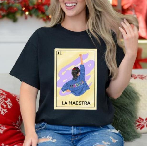 Breathing styles Maestra Lotería T-shirt, Unisex Bella Canvas, Cotton Top Womenswear Top Womenswear Top Womenswear...