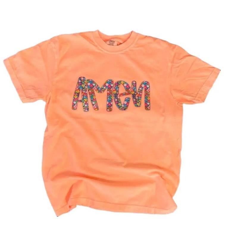 Bright Floral Amen Tshirt - Comfort Colors Christian Shirt