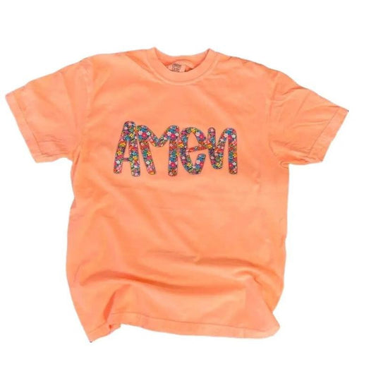 Bright Floral Amen Tshirt - Comfort Colors Christian Shirt