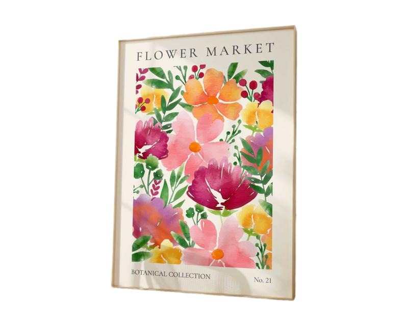 Bright Flower Market Print, Wild Flower Wall Art, Flower Poster, Living Room Print, Gifts For Besties Friends Bedroom...