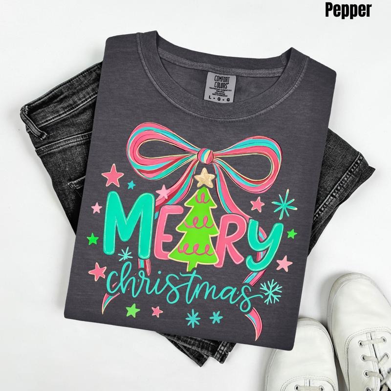 Bright Merry Christmas Comfort Colors T-Shirt 'NLB' Hoodie, Sweatshirt | DripVista.com