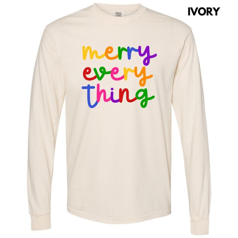 Bright Merry Everything Long Sleeve Comfort Colors T-Shirt 'NLB' Hoodie, Sweatshirt | DripVista.com
