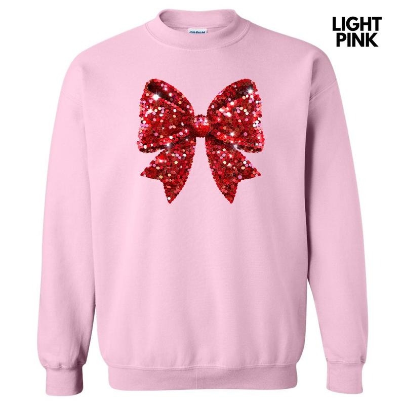 Bright Red Faux Sequin Bow Sweatshirt 'NLB'