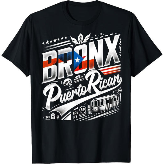 [Bronx Puerto Rican Pride Tee] 100% Cotton Bronx Puerto Rican Pride T-Shirt - Soft, Breathable, Cartoon Print Tee for Men - Machine Washable, Crew Neck, Short Sleeve Made in USA