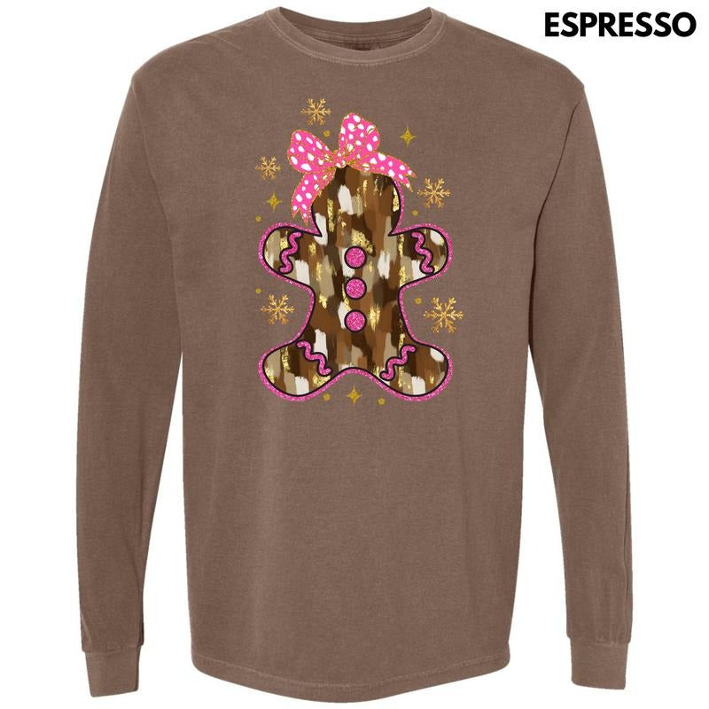 Brown Brushstroke Gingerbread Long Sleeve Comfort Colors T-Shirt 'NLB'