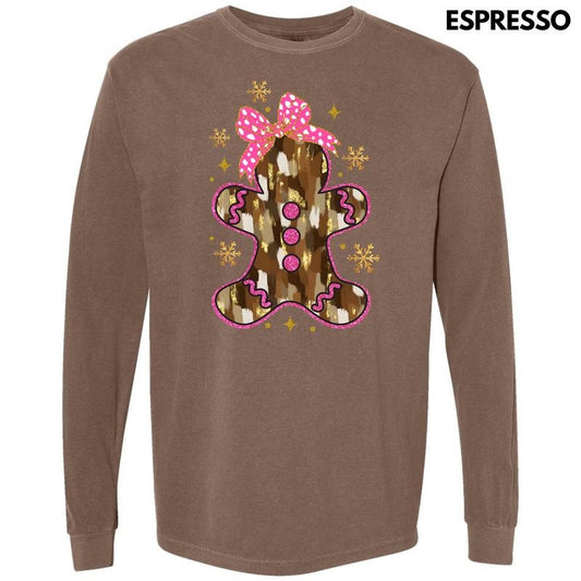 Brown Brushstroke Gingerbread Long Sleeve Comfort Colors T-Shirt 'NLB'