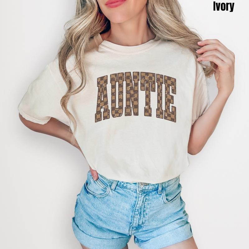 Brown Checker Auntie Comfort Colors T- Shirt 'NLB' Hoodie, Sweatshirt | DripVista.com
