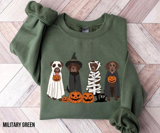 Brown Labrador Halloween Sweatshirt, Ghost Dogs Sweatshirt, Halloween Dog, Chocolate Lab Tshirt, Fall Sweater, Spooky Season, Dog Lover Gift