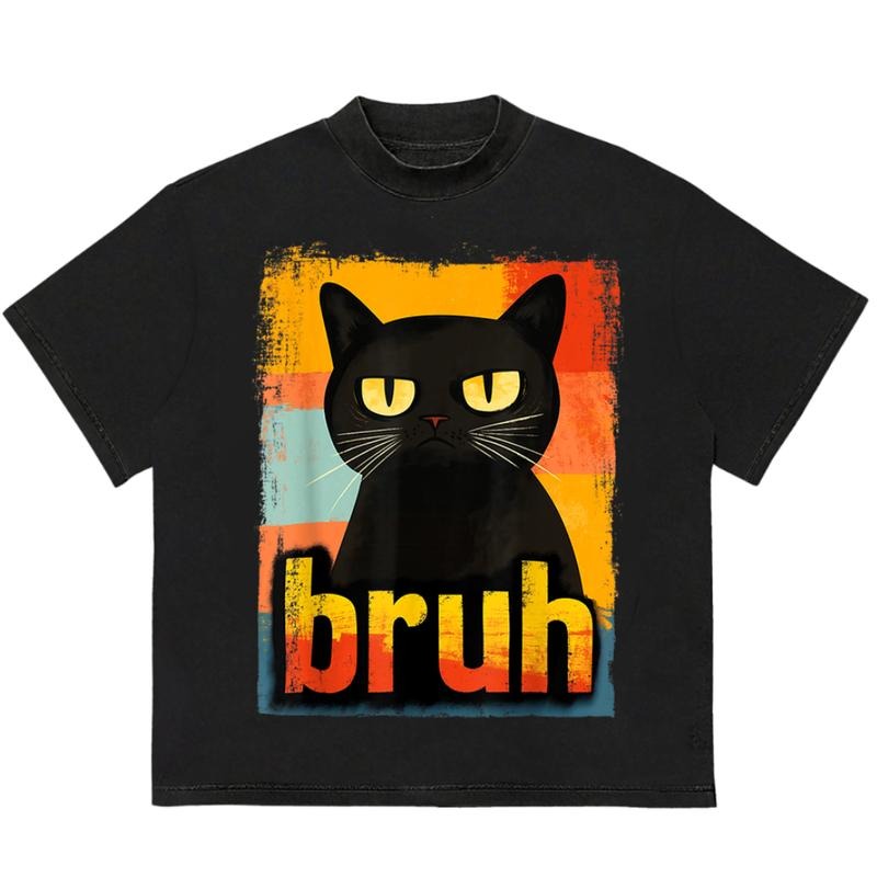 Bruhh Cat T-Shirt Retro Design Gift for Her Street Style Vintage 90s Graphic Tee Hoodie, Sweatshirt | DripVista.com