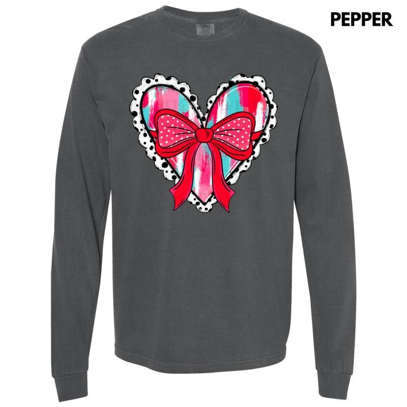 Brushstroke Coquette Heart Long Sleeve Comfort Colors T-Shirt