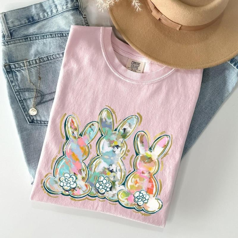 Brushstroke, Easter, Peter Cottontail, Watercolor Tshirt, Women's Crew Neck, Crewneck