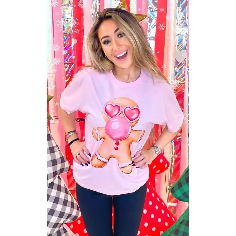 Bubble Gum Gingerbread Christmas Graphic T-Shirt Hoodie, Sweatshirt | DripVista.com